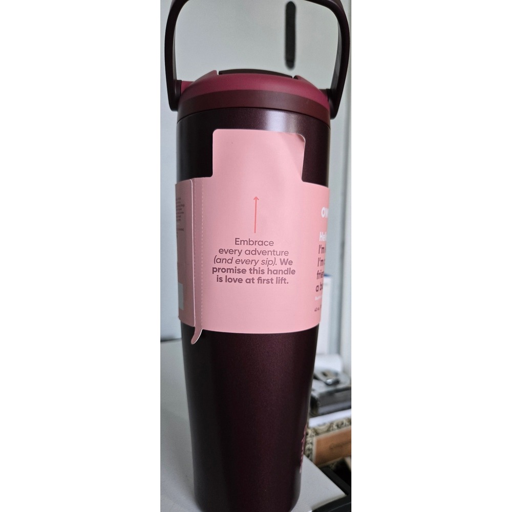 Owala FreeSip 40oz Insulated Stainless Steel Water Bottle Maroon Pink NEW - Picture 2 of 8